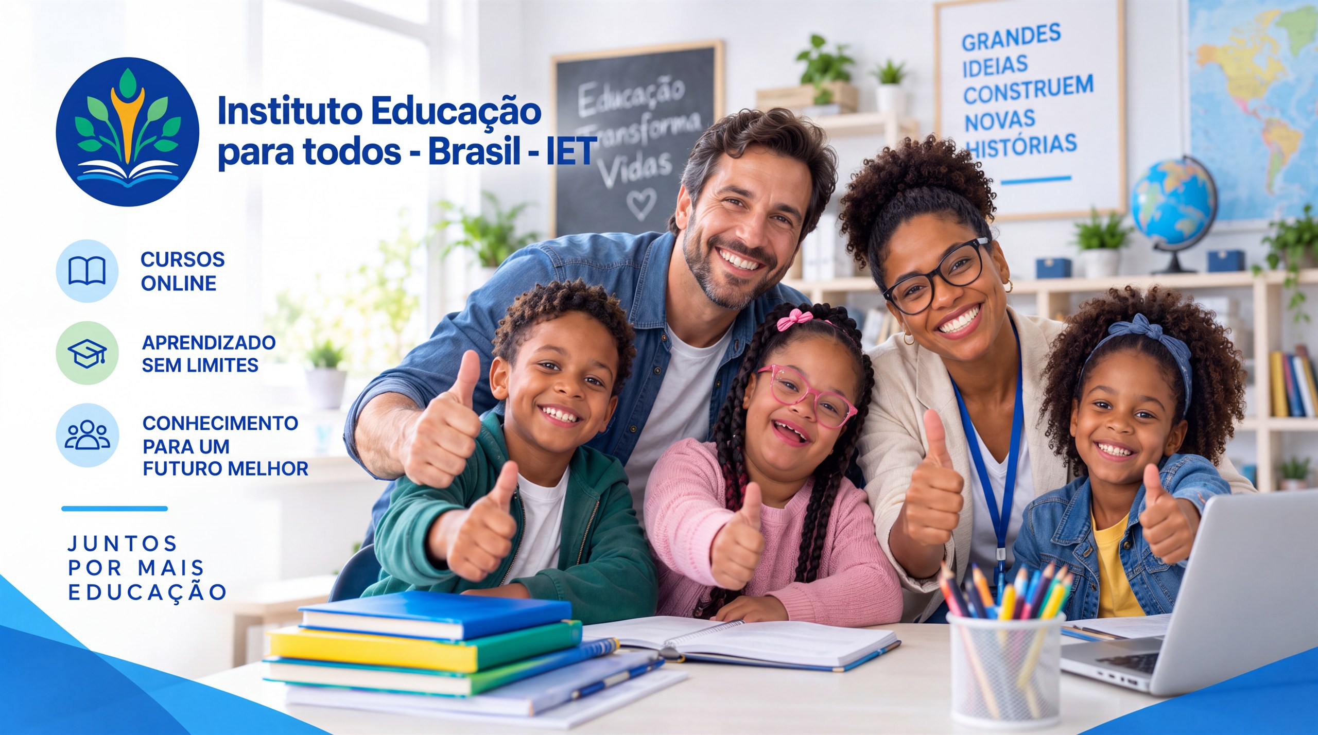 Instituto Educação para Todos – Brasil – IET. Cursos online, aprendizado sem limites, conhecimento para um futuro melhor. Juntos por mais educação.